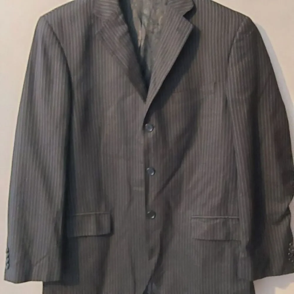 Henry‎ Uomo Men's Suit Blazer Sport Coat Jacket 40R Black Pinstripe Classic